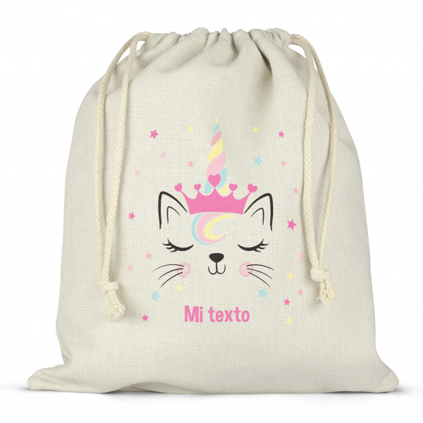 Etiquetas Folies : Mochila saco de cuerdas para fiambrera personalizada -  Niña pequeña