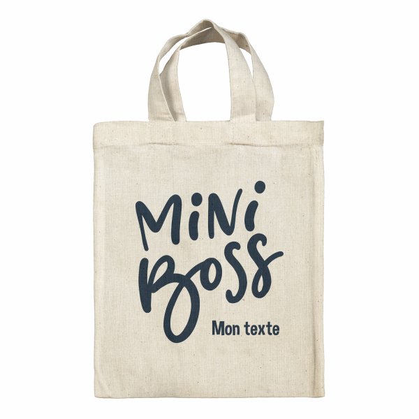 Bolsa tote bag infantil personalizable para fiambrera - bento - fiambrera con diseño de Mini boss