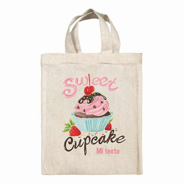 Bolsa tote bag infantil personalizable para fiambrera - bento - fiambrera con diseño de Sweet cupcake