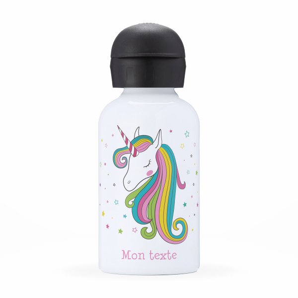 Botella isotérmica personalizada para niños con diseño de unicornio con estrellas