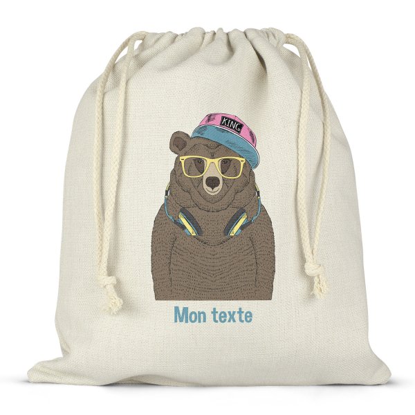 Mochila saco de cuerdas personalizable para la fiambrera - bento - fiambrera con diseño de oso música