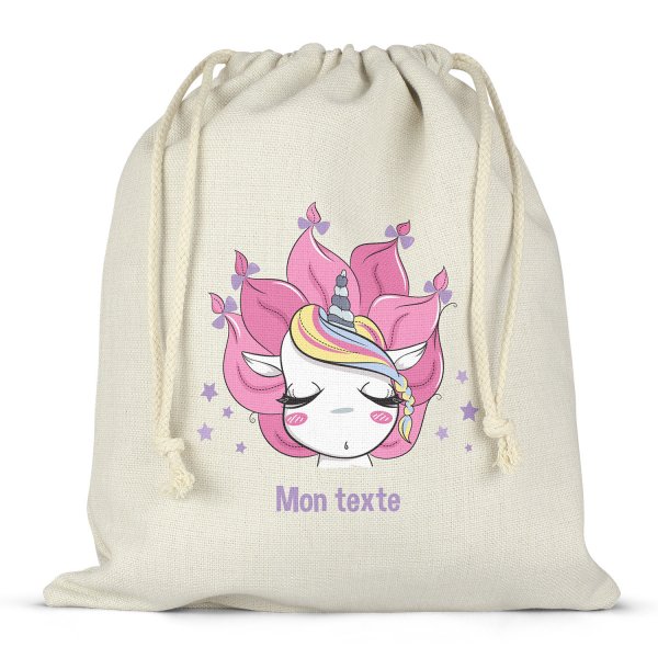 Mochila saco de cuerdas personalizable para la fiambrera - bento - fiambrera con diseño de unicornio