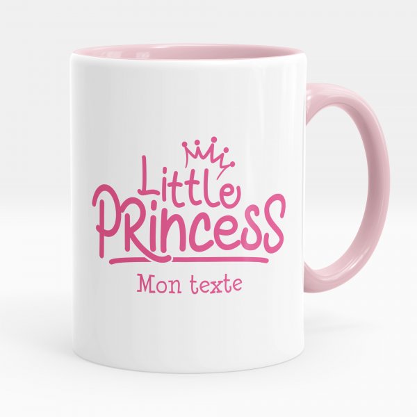 Taza personalizada para niños con diseño de princesita de color rosa