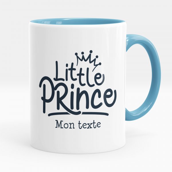 Taza personalizada para niños con diseño de principito de color azul